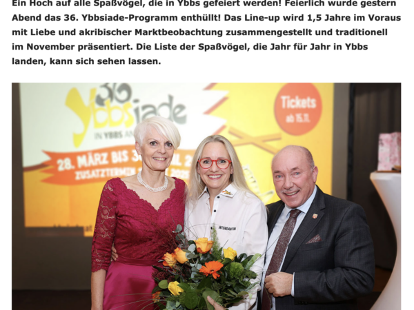 Read more about the article Pressebeitrag „Programmenthüllung der 36. Ybbsiade“